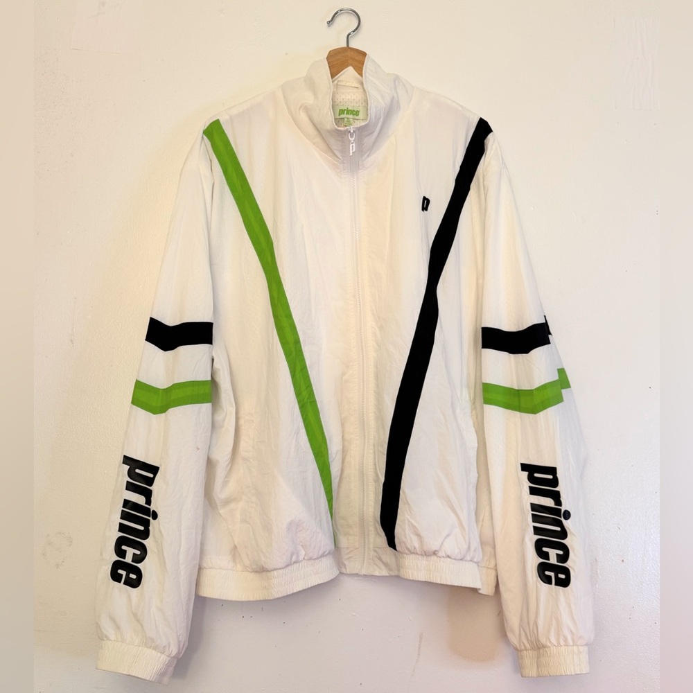 Prince Colorblock Neon Retro Running/Tennis zip up windbreaker Jacket Size XL